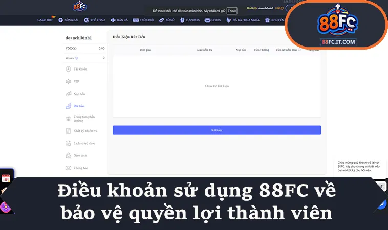 Điều khoản sử dụng 88FC về bảo vệ quyền lợi thành viên