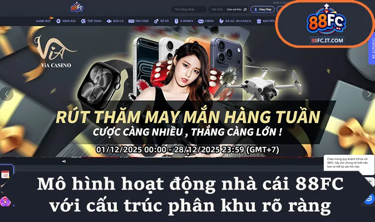 Mô hình hoạt động nhà cái 88FC với cấu trúc phân khu rõ ràng
