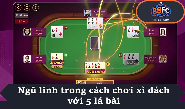 Ngũ linh trong cách chơi xì dách với 5 lá bài
