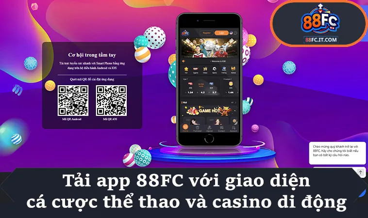 Tải app 88FC với giao diện cá cược thể thao và casino di động